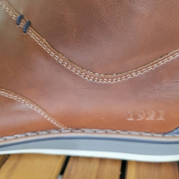 Brown Leather Chukka Boots with Blue Laces - Picture 4 of 11